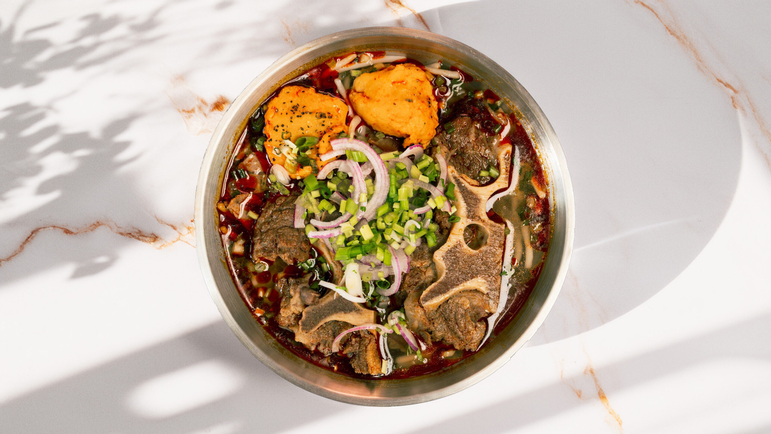 bun bo hue with beef bones